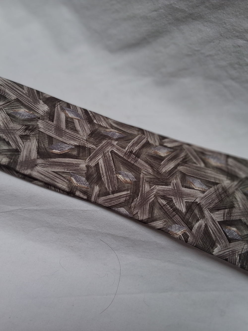 Pierre Cardin Brown and Gray Abstract Brushstroke Silk Tie